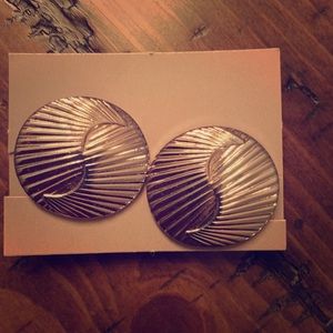 Pleated Crescent Clip Earrings Avon Silverplate